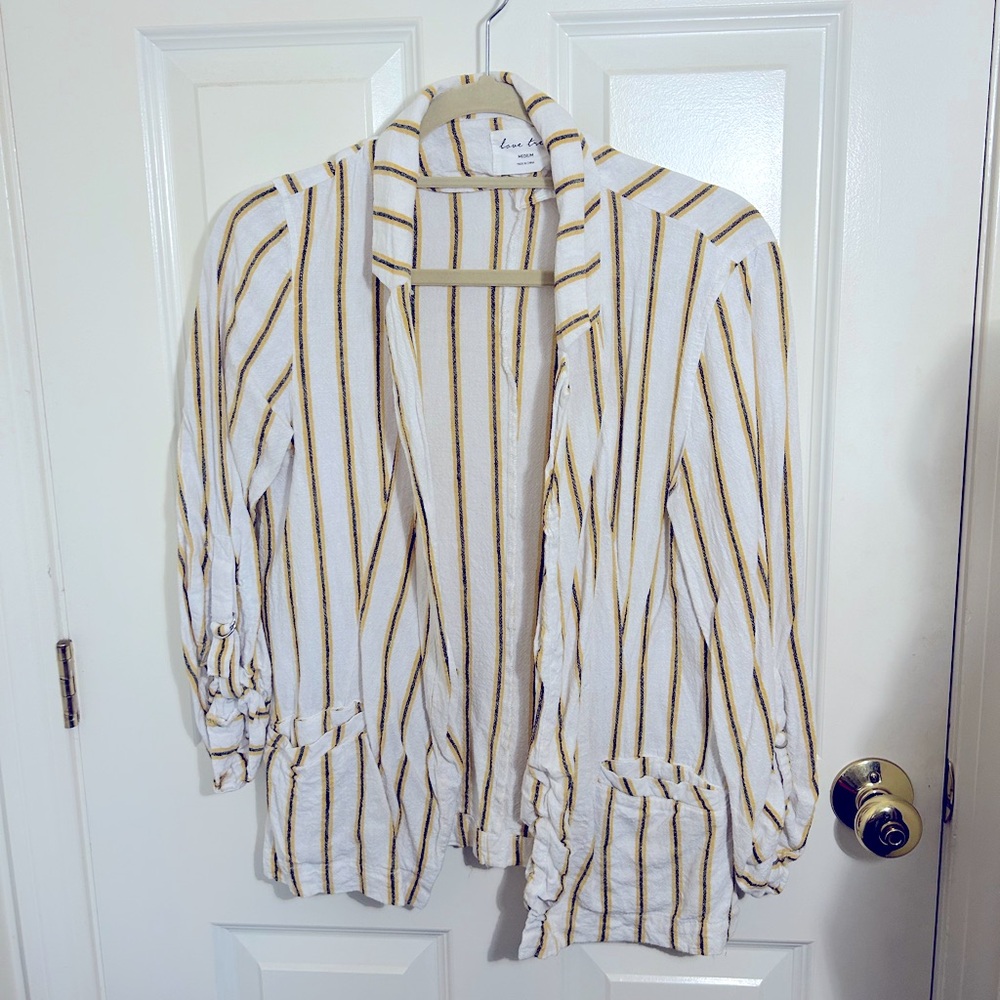 Love Tree Striped Linen Blazer
